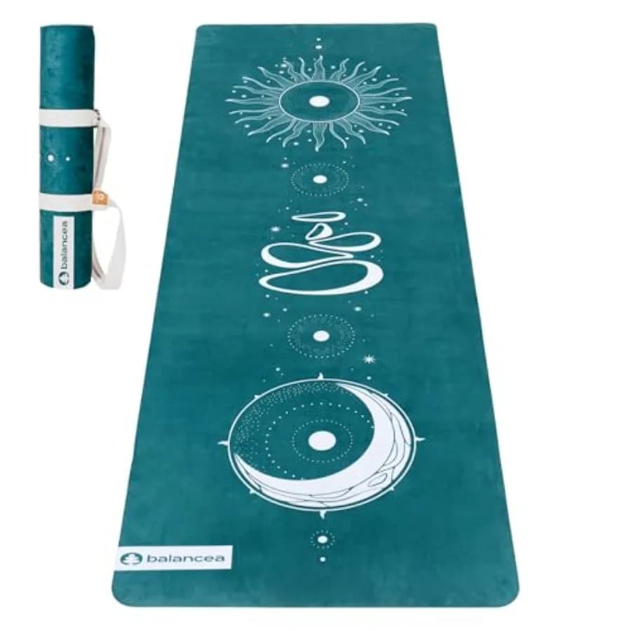 Tappetino Yoga con Cinghia 5mm Antiscivolo in Suede TPE - Tappetino Fitness Ecologico per Casa, Palestra, Pilates, Hot Yoga e Meditazione - L