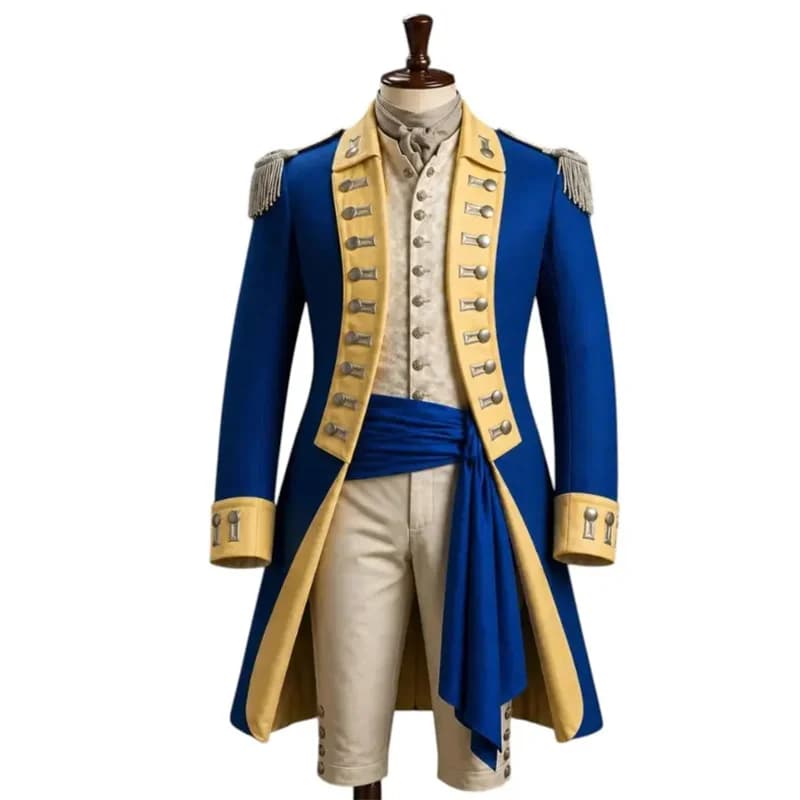 18th Century British Napoleonic Officer Costume Men's Victorian Colonial Regency Historical Tailcoat
