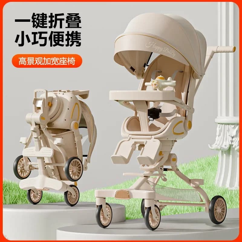 Strumento per camminare il bambino Leggero pieghevole con un pulsante pieghevole reclinabile bidirezionale seduta parasole per bambini Passeggino a quattro ruote per bambini
