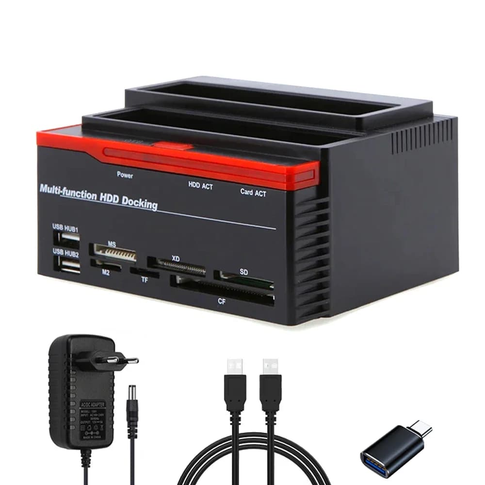 SATA IDE HDD 2.5 3.5 Inch SSD Hard Drive Docking Station Double Slots External Disk Case Adapter SATA to USB