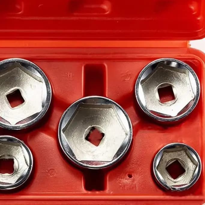 Set di chiavi per filtro olio da 5 pezzi, strumento di rimozione con presa da 24-38 mm, per la riparazione e la manutenzione dell'auto, in acciaio inossidabile