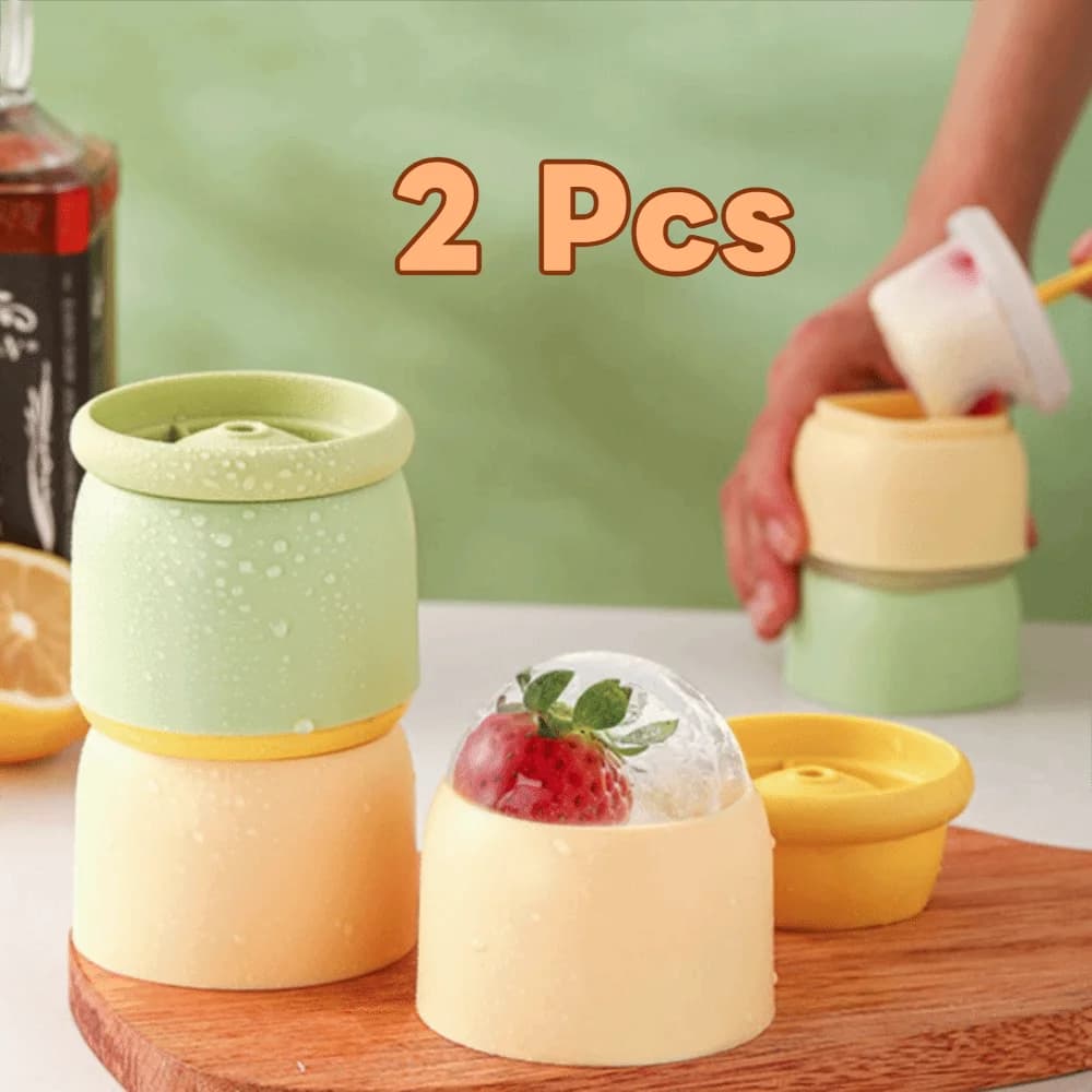 Stampo per palline di ghiaccio in silicone alimentare da 6 cm, 2 pezzi, facile da sformare, a prova di perdite, a forma sferica, impilabile, fai da te