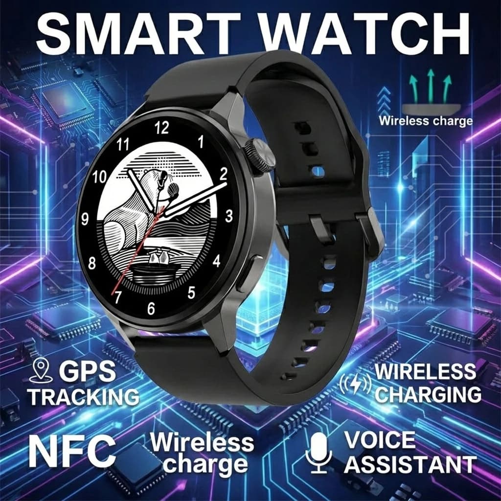 Smartwatch DT4+ per Uomo e Donna con NFC, Assistente Vocale, Chiamate BT, GPS, Ricarica Wireless, Display 390*390