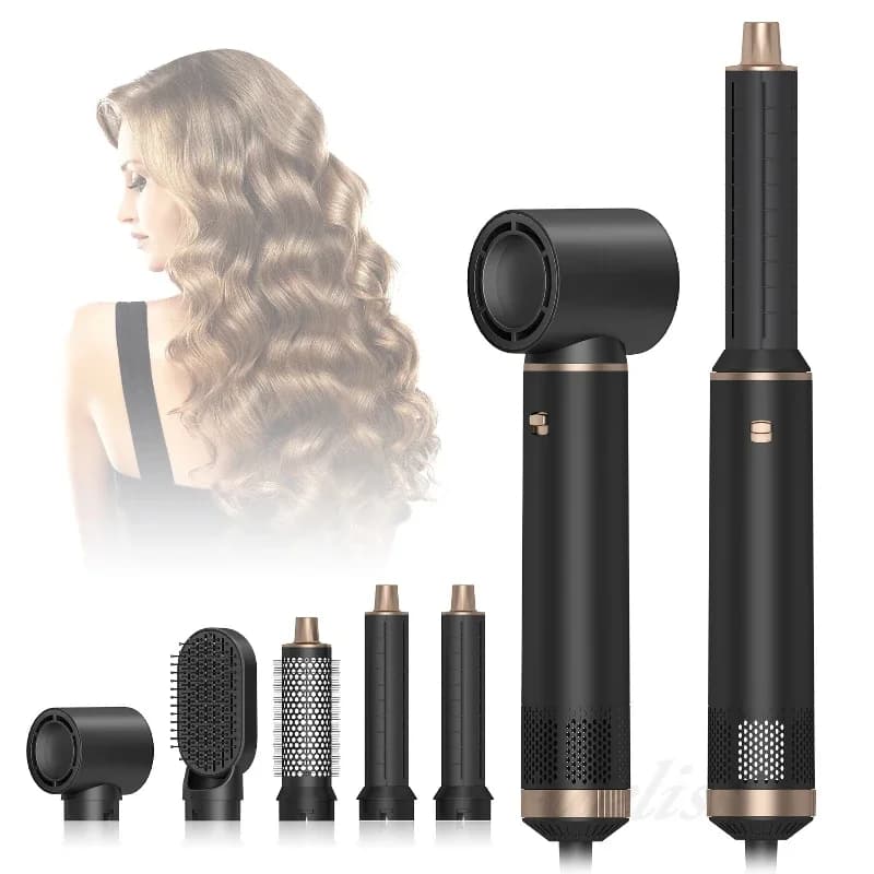 Spazzola per soffiatore d'aria 5 in 1 Styler per capelli Spazzola ad aria calda ionica Bigodino e piastra 1000W Teste staccabili Diffusore Saloni Strumenti per capelli