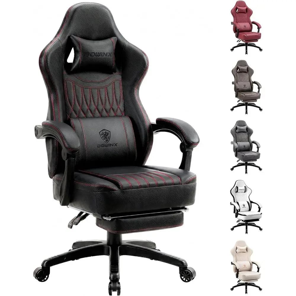 Sedia da Gaming Ergonomica in Pelle PU Traspirante con Supporto Lombare e Funzione Reclinabile per Adulti e Adolescenti (Nera)