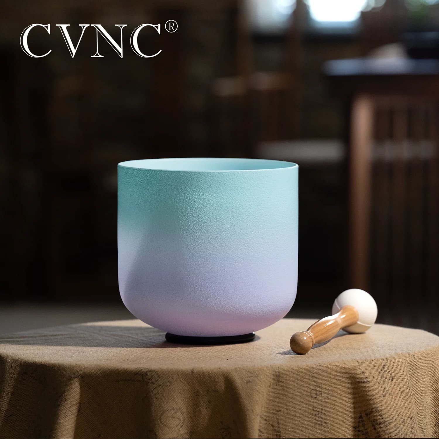 CVNC 7" Desert Starry Sand Sea Quartz Crystal Singing Bowl for Sound Healing and meditation with Mallet