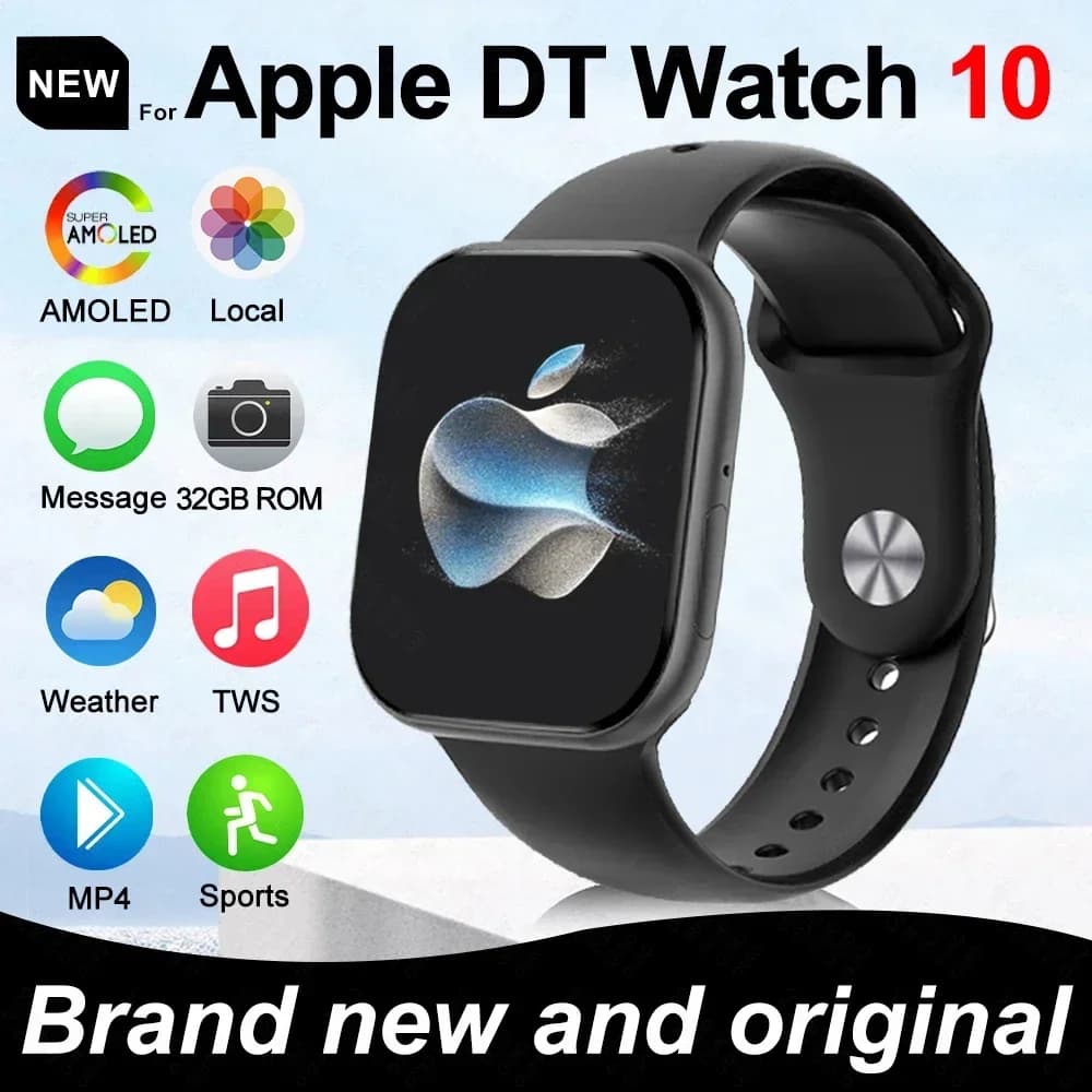 2025 New Original for Apple DT Watch 10 Men's Watch AMOLED 4GB of Memory Music 3D Surround BT Call Smart Watch Waterproof Woman