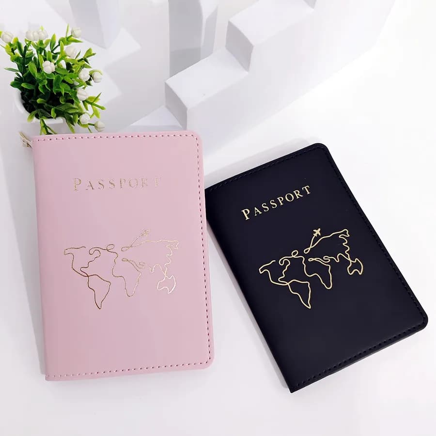 2 pezzi/set custodia per passaporto con mappa porta carte portafoglio accessori da viaggio leggeri per volo per coppie