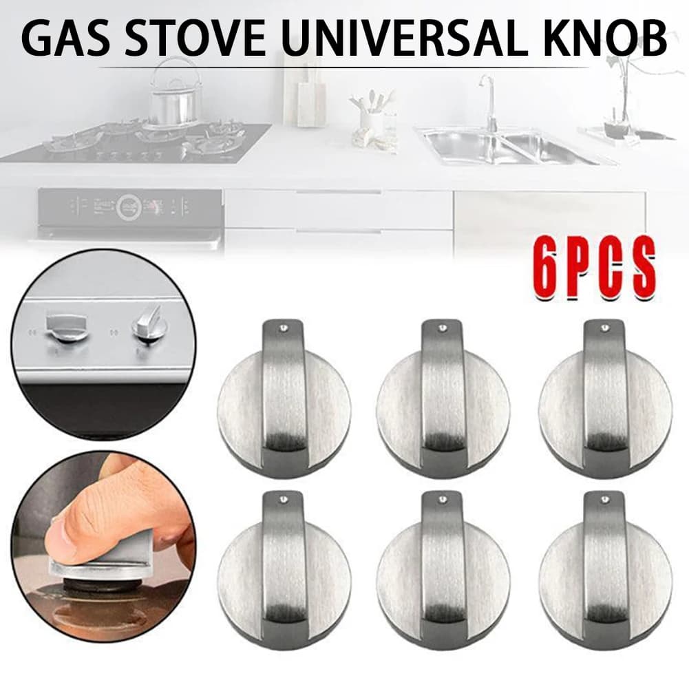 4/6pc Manopole di Controllo Universali per Stufa, Pulsante Interruttore del Bruciatore in Metallo per Piano Cottura della Cucina, Accessori per Fornelli con Manopola per Stufa a Gas in Lega