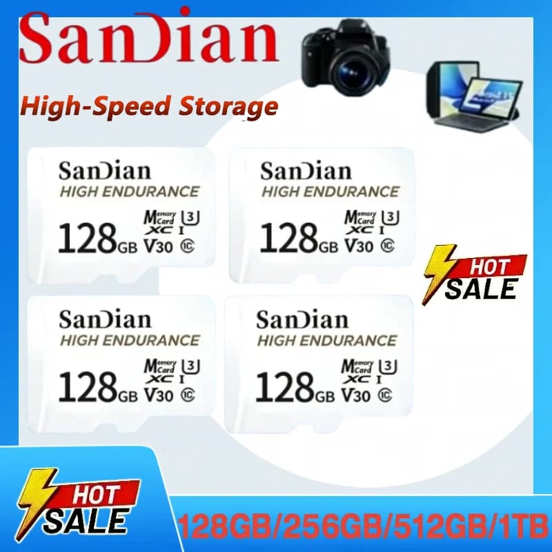 Scheda di memoria micro TF SD V30 U3 C10 ad alta resistenza da 128GB 256GB, professionale per dash cam o monitoraggio domestico - Offerta imperdibile