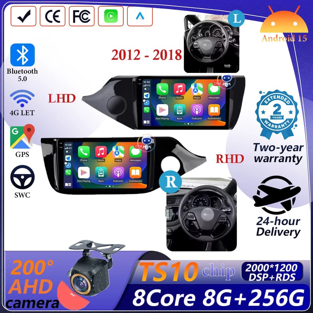 CarPlay Car Radio For KIA CEED JD 2012 2013 2014 -2018 Android 16 2 Din Multimidia Player Stereo QLED WIFI+4G DSP Car Radio