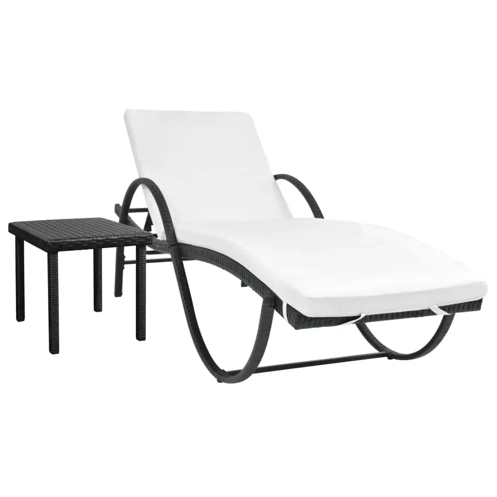 Sdraio Reclinabile Regolabile con Cuscino e Tavolino in Polyrattan per Piscina, Spiaggia, Giardino, Personalizzabile