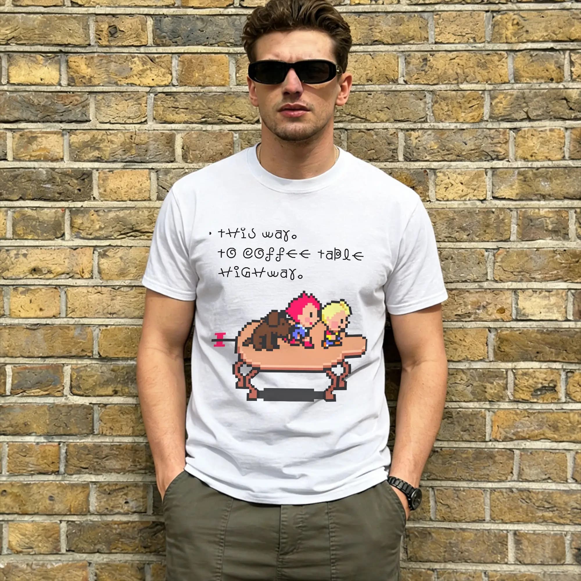 T-shirt casual Earthbounds da uomo, t-shirt girocollo in cotone, t-shirt a maniche corte, abbigliamento da festa