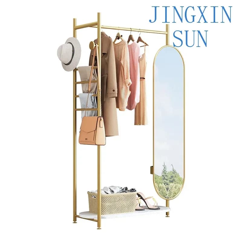 Accessories Clothes Rack Gold Metal Aesthetic Entryway Clothes Hanger Stand Floor Standing