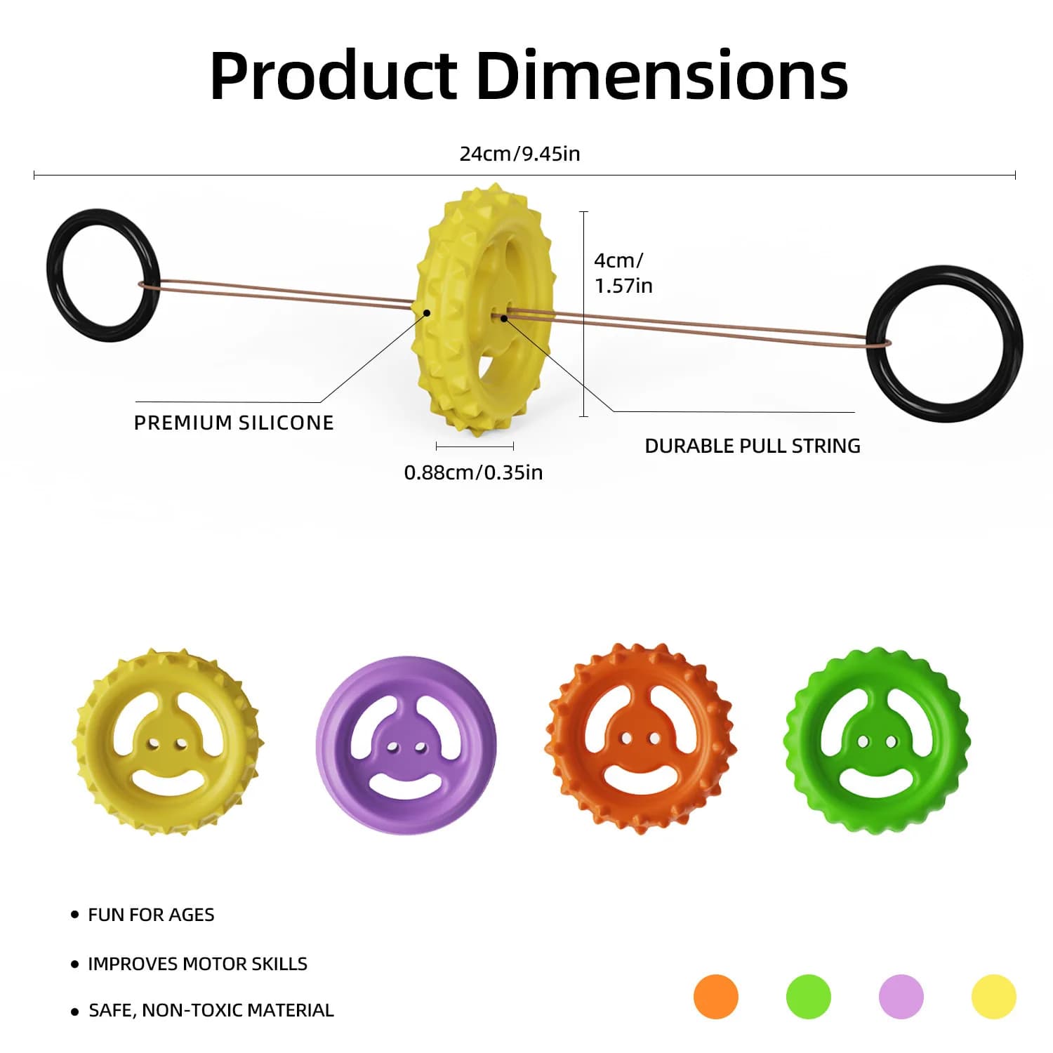 Silicone Pull String Fidget Spinner Multitexture Sensory Anxiety Relief Stress Reducer