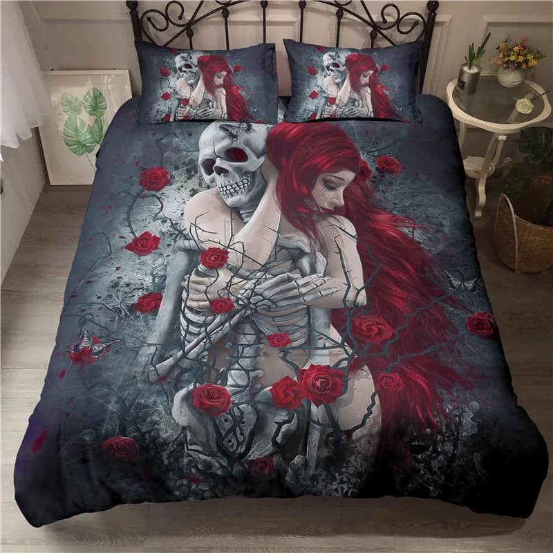 Set di biancheria da letto per ragazza scheletro di bellezza sexy Copripiumino 3d Copripiumino in poliestere Twin Queen King Regalo di moda di lusso di dimensioni singole