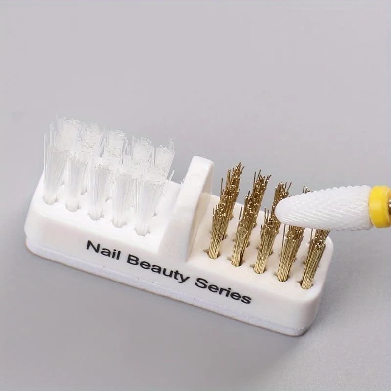Spazzola per la pulizia delle punte per fresa unghie, portatile, con doppio filo di rame, strumento per la pulizia delle punte per manicure