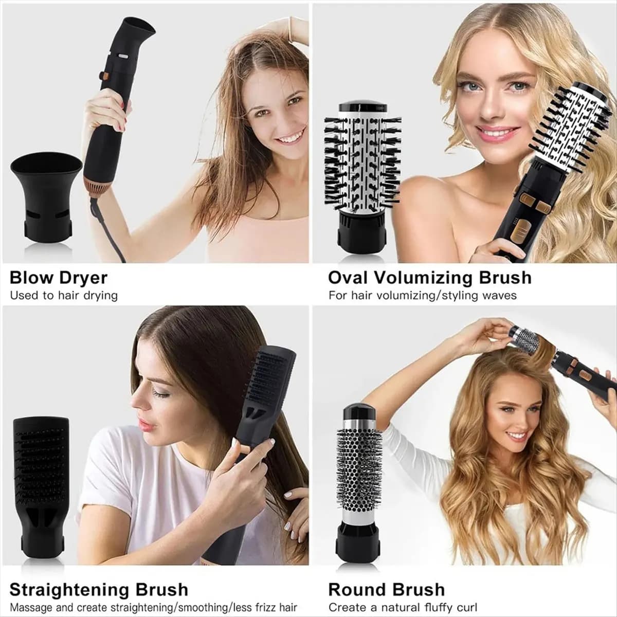 adEXCLUSIVO! ad 4 heads hot air brush Hairdryer Strong Wind Electric plate Bigodino Rullo Pettine Fan for Women European Spina