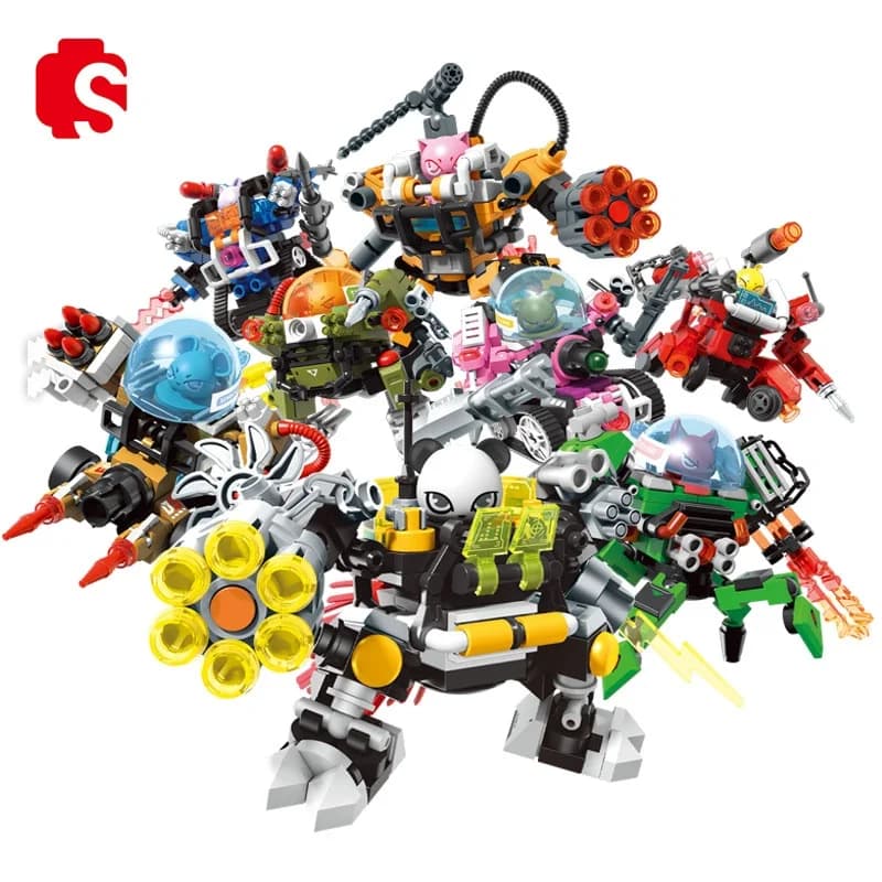 SEMBO BLOCK Blind Box Mecha Assemblage Building Simpatico modello di robot Kit Blocchi Mattoni Ornamento fai da te Giocattoli Bambini per ragazzi Regali di festa