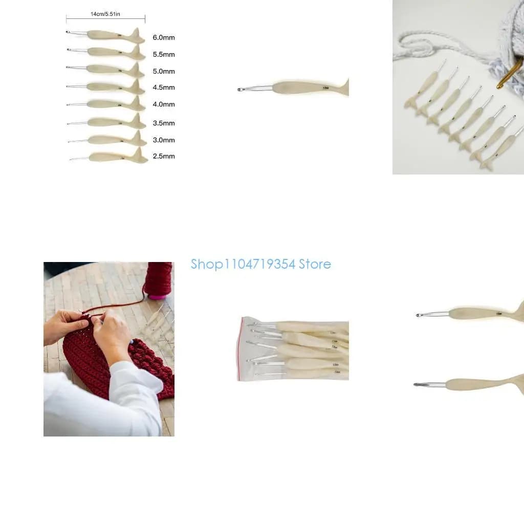 0XLD 8 Pezzi Uncinetto per Principianti 2.5mm-6.0mm Uncinetto ergonomico con Manico a Coda Pesce in Resina per Lavorare a