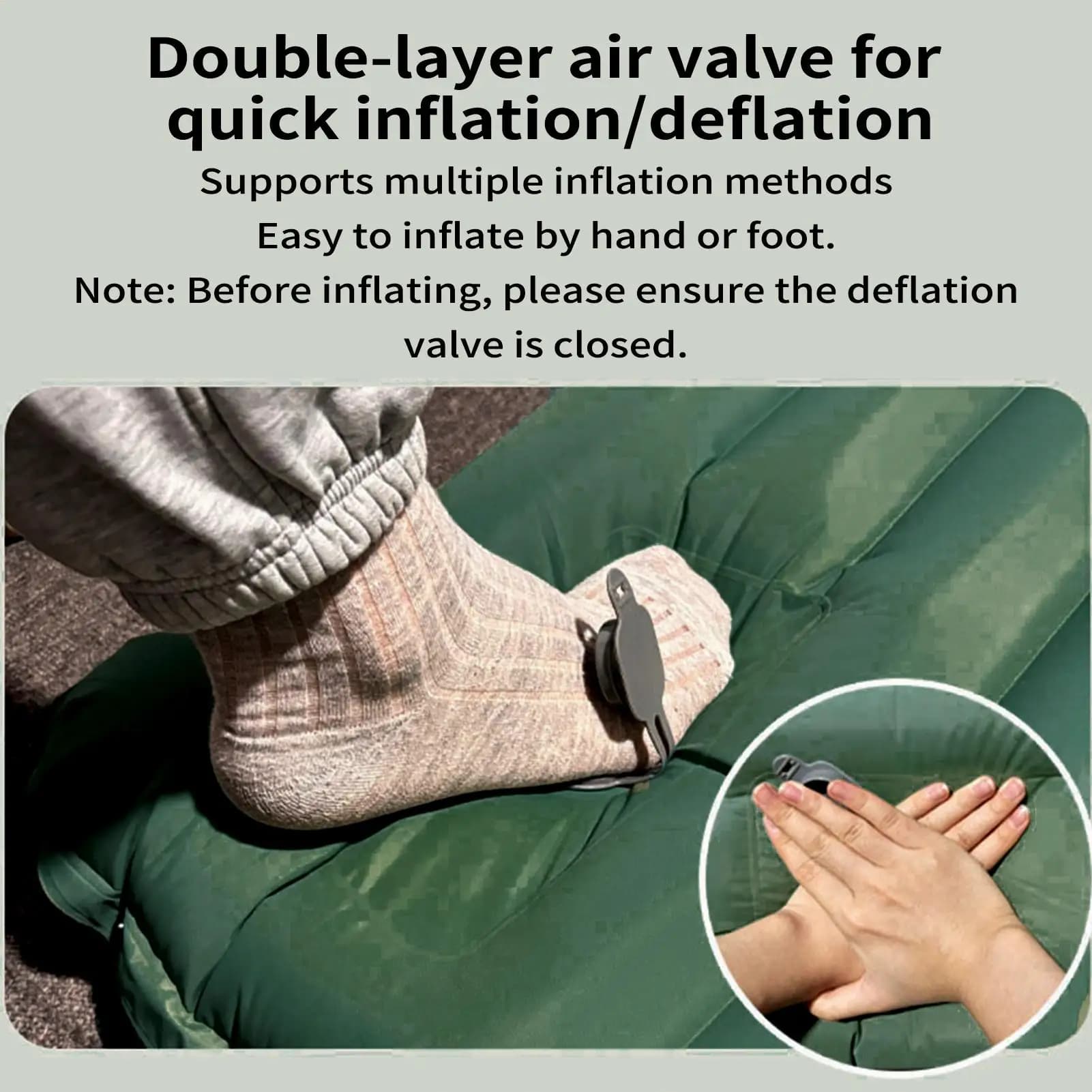 Camping Sleeping Pad Lightweight Inflatable Bed With Pillow Sleeping Mat With Built-in Foot Pump For Backpacking Hiking Travel