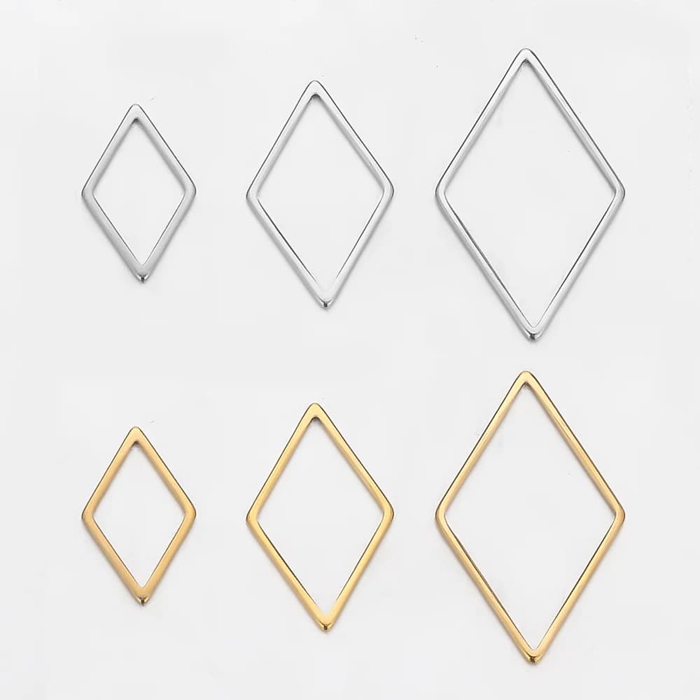 20pcs in acciaio inox rombo Charms collana braccialetto connettore pendenti risultati dell'orecchino per gioielli fai da te regali che fanno