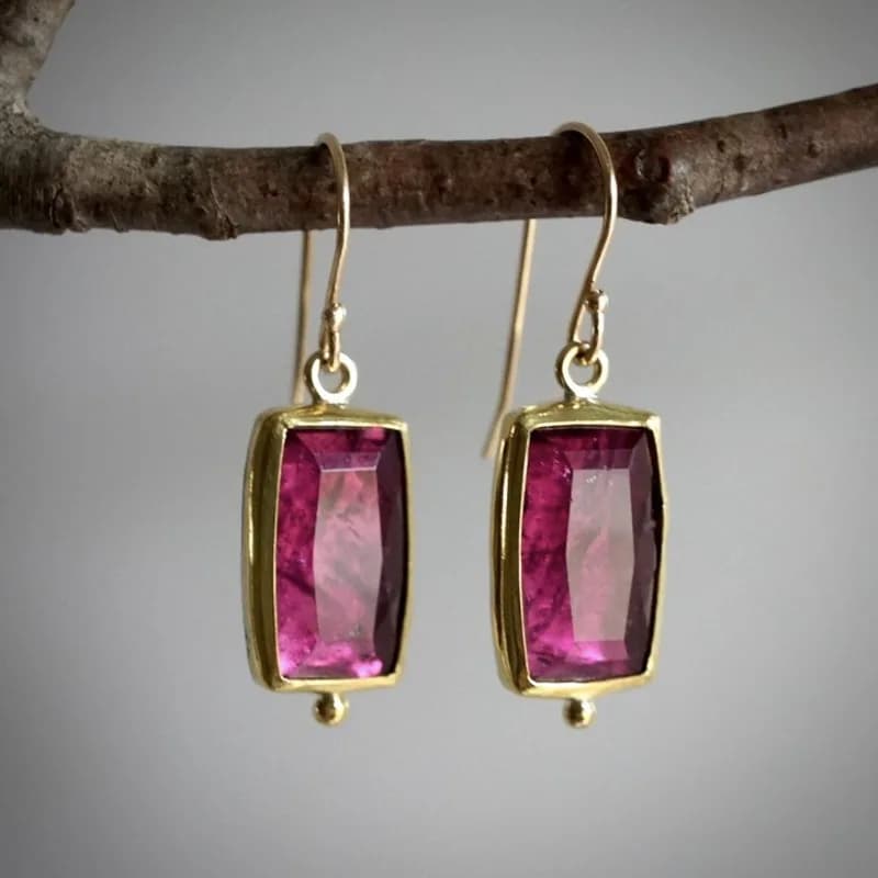 Jianjie Women's Charming Cut Rose Red Zirconia Inlay Pendant Earrings Elegant Banquet Dainty Ear Jewelry Fashion Trend