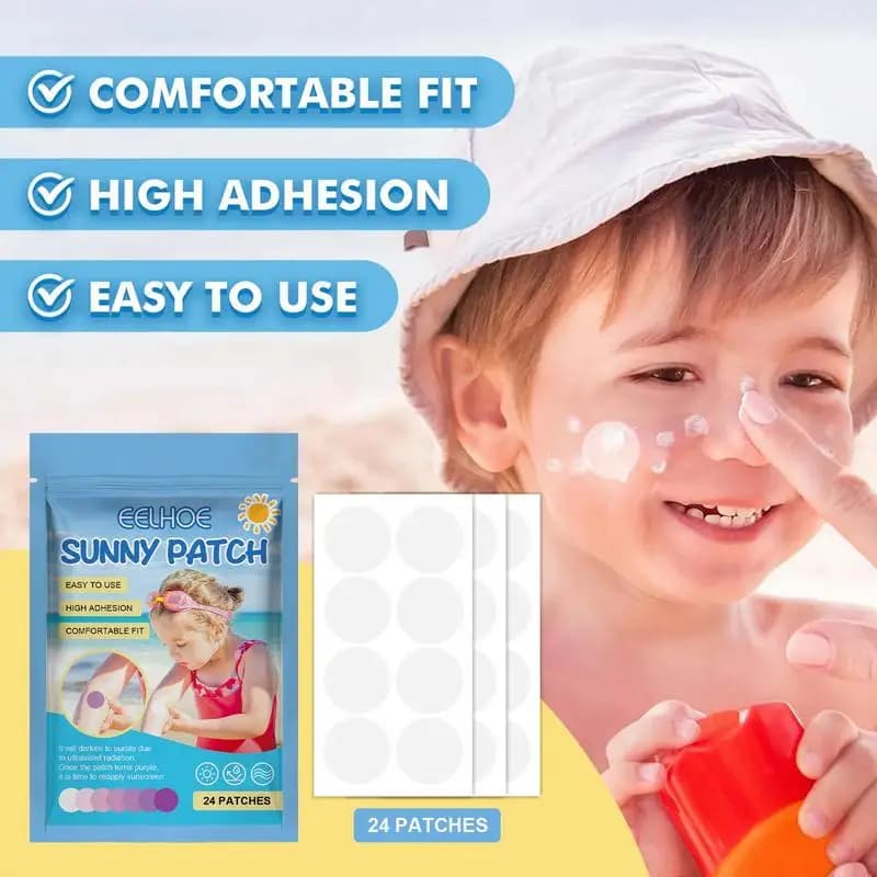 Adesivi UV per protezione solare Reapply Confezione da 24 adesivi solari UV impermeabili Protezione solare Adesivi solari UV Protezione solare Patch UV Rilevamento UV