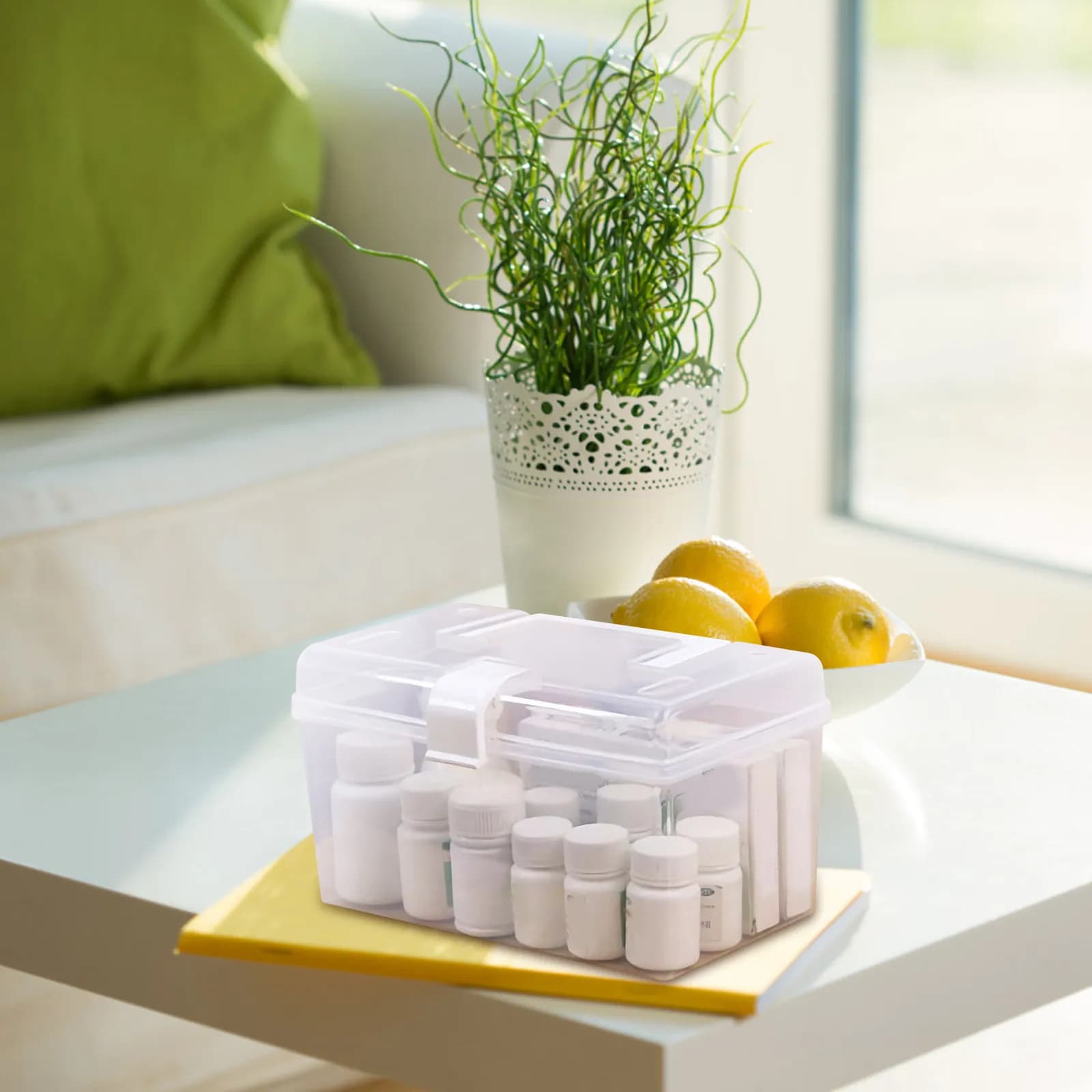 1Pcs Medicine Storage Box Large Capacity Household Handle Case Portable Organizer Container for Home Office Travel Storage