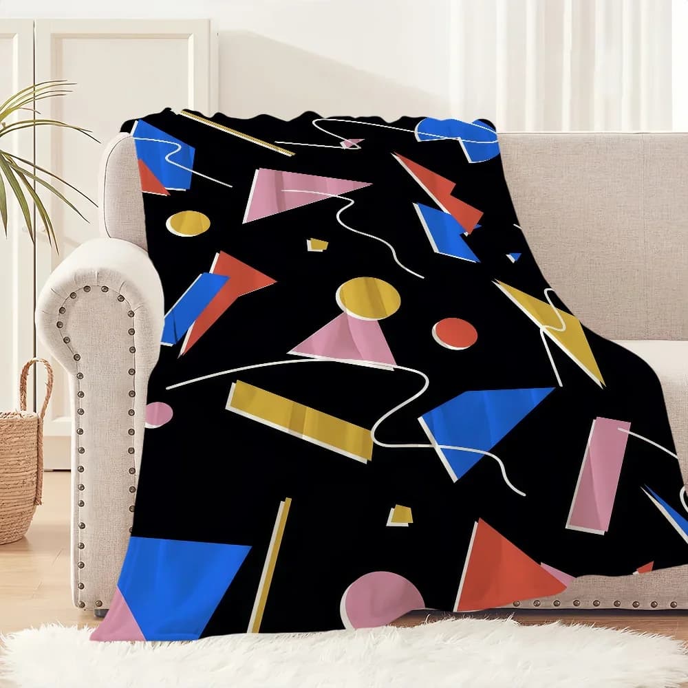 Memphis Art Throw Blanket Soft Cozy Plush Perfect for Living Room Bedroom Office Ideal Birthday Gift for Home and Kids
