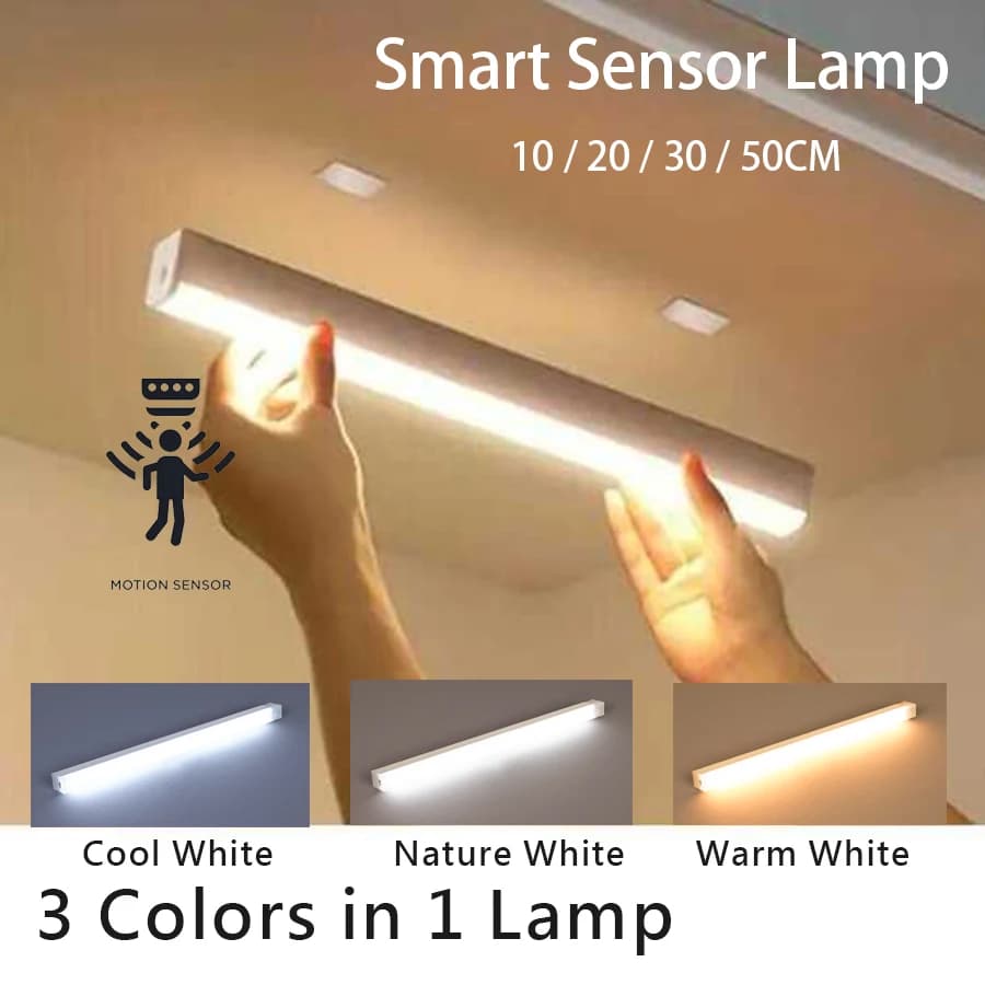 USB Wireless Rechargeable Motion Sensor LED Bar Induction Night Light Portable Wireless Magnetic Wardrobe Lamp for Kitchen