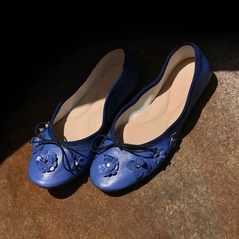 Elegant Ballet Style Low Heel Pumps Shoes for Women 2026 New Trend Floral Details Classic French Design Versatile Daily Outdoor