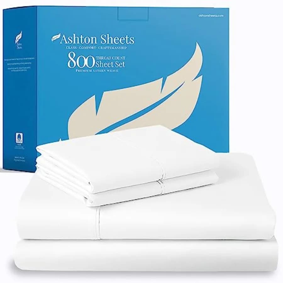 Set di Lenzuola in Cotone Egiziano 100% - 4 Pezzi, 800 Fili, Morbide e Rinfrescanti, Tasca Profonda 16 Pollici