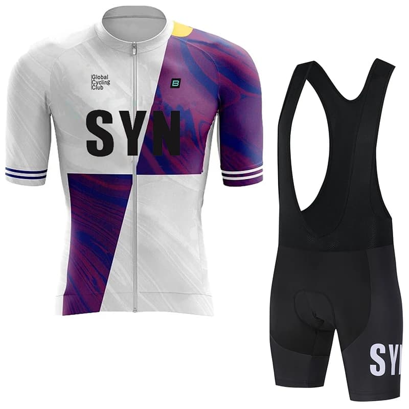 Complete with cycling SYN short sleeves, summer, man's, for road bike, fast drying, breathable, with suspenders.