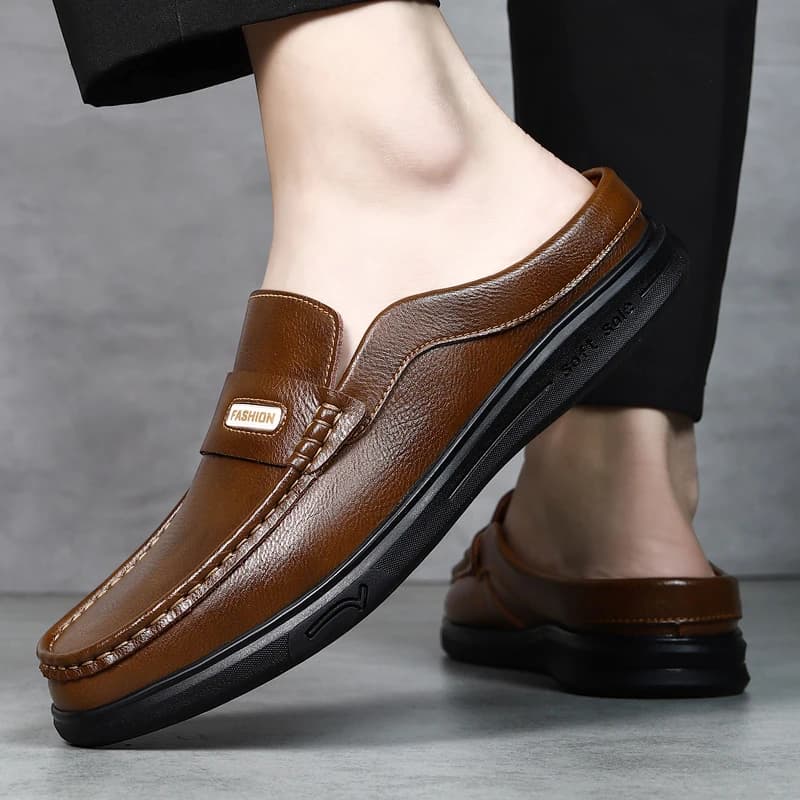 Mules da uomo in pelle, slip-on, senza tacco, estivi, casual, taglie forti 48 49 50 51
