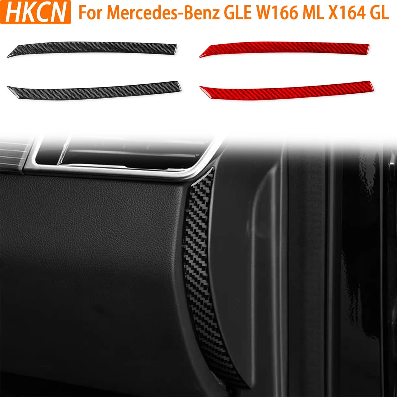 Per Mercedes-Benz GLE W166 ML X164 GL, pannello laterale strumenti in fibra di carbonio, striscia decorativa, accessori auto, adesivi decorativi per interni.