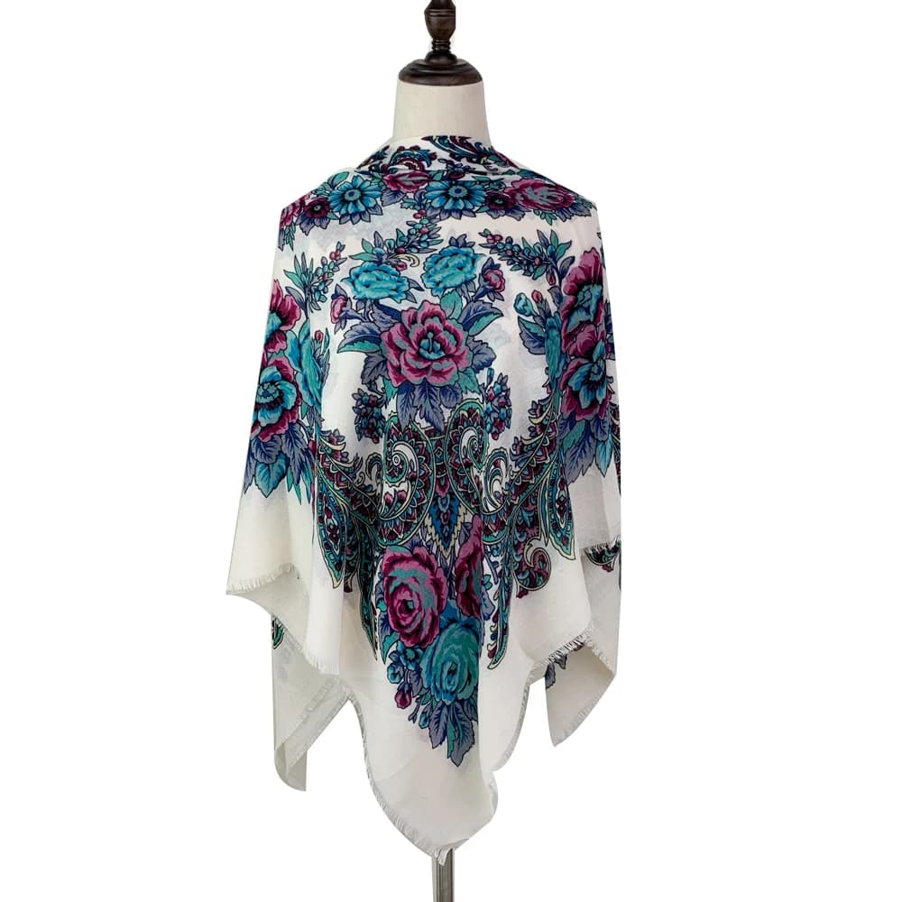 120*120 cm Traspirante Sottile Russo Sciarpa Quadrata Donne di Lusso Stampa Floreale Scialle Bandana Foulard Femme Beach Stola Lady Wraps