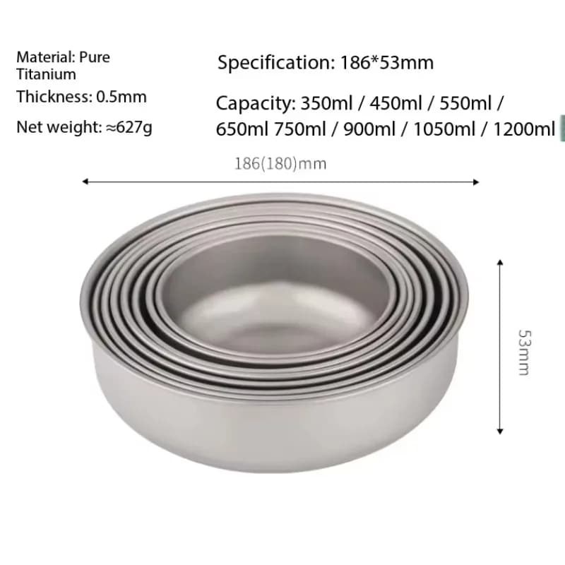 Factory Portable Lightweight Pure Titanium Frying Pan Silver Metal Outdoor Tableware Set Foldable Tableware Frying Pan