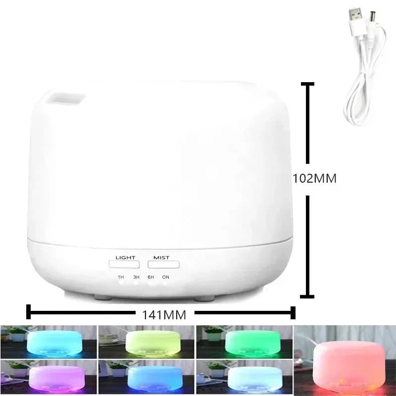 500ML Mini USB Air Humidifier 2 In 1 Essential Oil Aroma Diffuser Wood Grain Design with Colorful LED Lights for Home Office