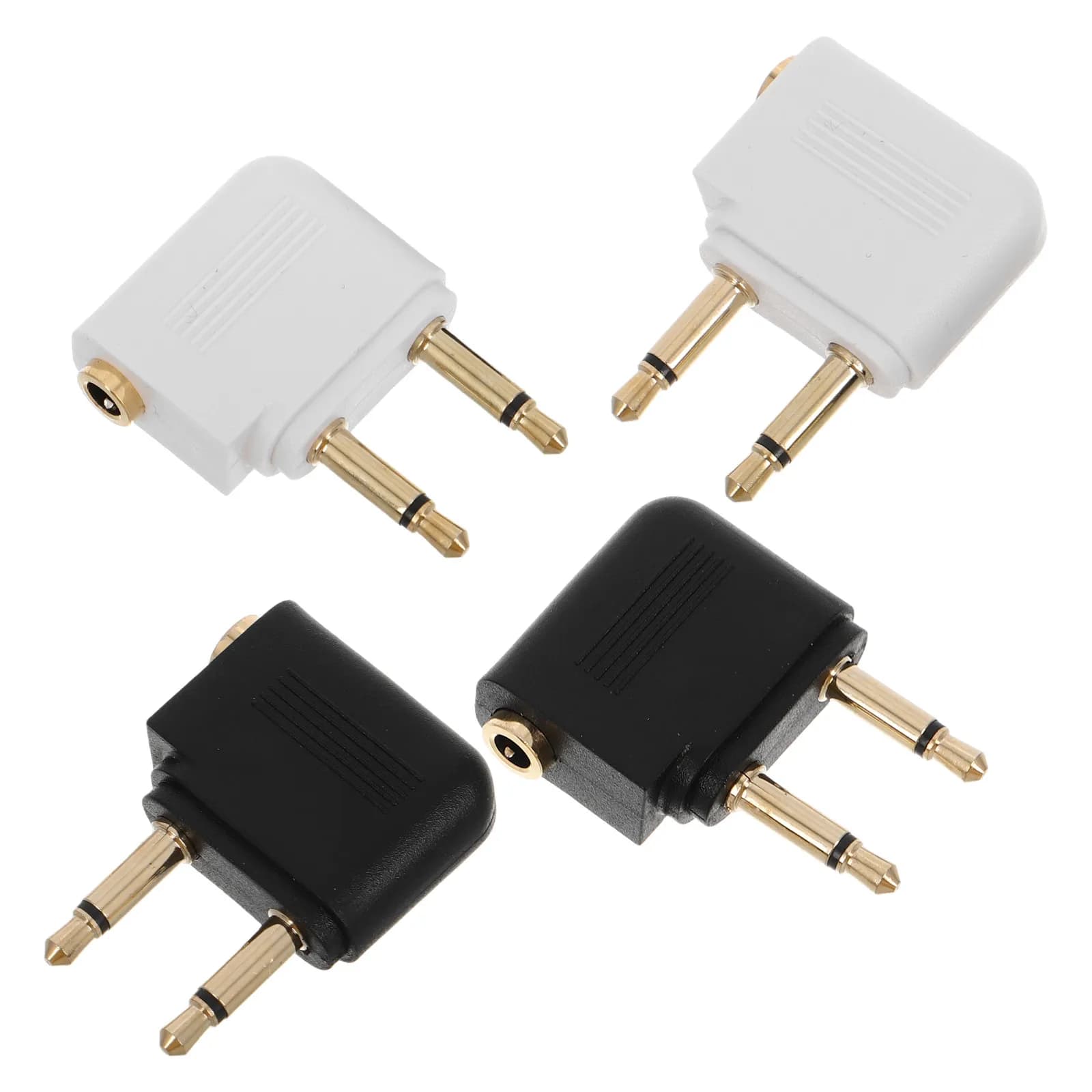 Adattatore per cuffie da aereo 4 pezzi, placcato oro, convertitore jack doppio da 3,5 mm, connettore audio per sistema di intrattenimento in viaggio aereo