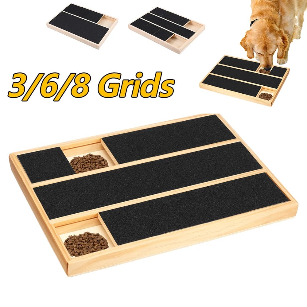 3/6/8 Grids Dog Nail Scratching Board Wooden Puppy Claw Grooming Tool with Treat Compartment Pet Supplies for Dog Cat Claw Care