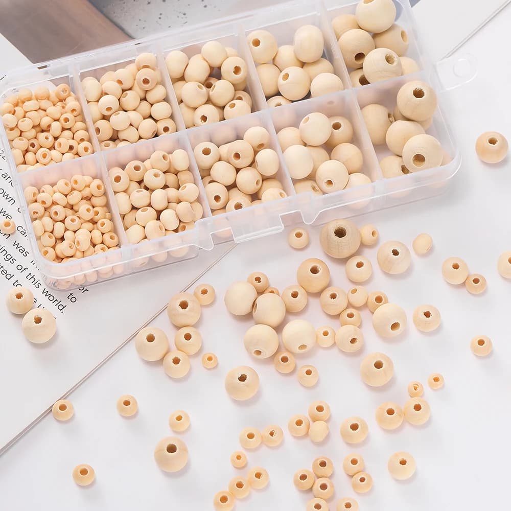 372 pz/lotto 4-12mm Sfera Rotonda Perline di Legno Del Distanziatore Perline Sparse per Fatti A Mano FAI DA TE Collana Bracciale Orecchino Creazione di Gioielli kit