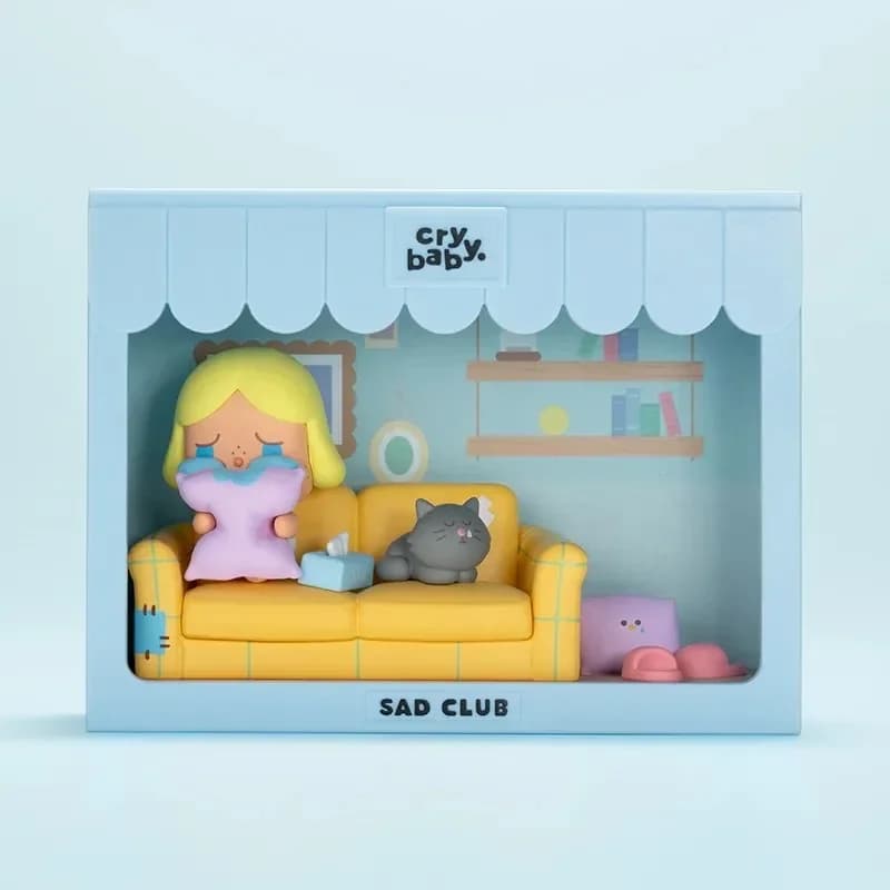 POP MART CRYBABY Sad Club Series Set di scene di Molly 1PC/8PCS POPMART Blind Box Anime Action Figure Cute Figurine Cry Baby