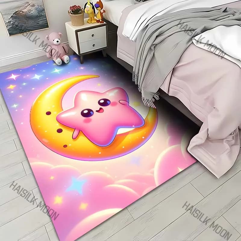 Cute moon star cartoon Carpet for Living Room Bedroom Bedside Floor Mat Cloakroom Area Rugged Creative Doormat Luxury Gifts
