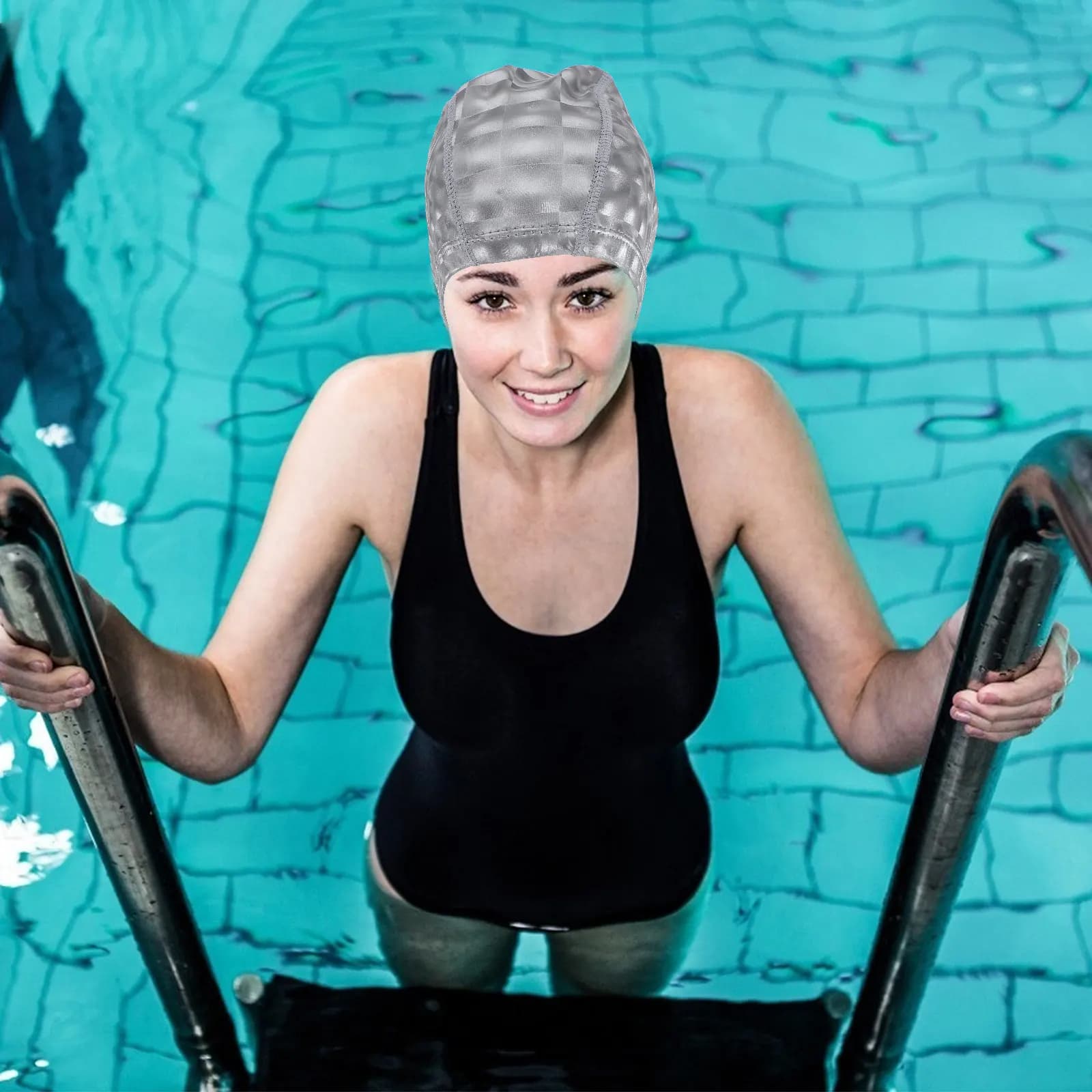 Swim Caps for Adults Waterproof Lightweight PU Fabric Soft Skin-Friendly Fit Reduces Fatigue Perfect for Long Hair Pool Training