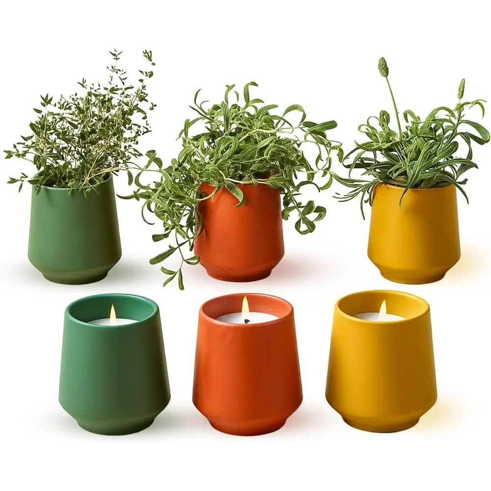 Candele di Soia Profumate 2-in-1 con Semi di Piante - 6 oz, Durata 42 Ore - Perfette per Regali o Festa della Mamma - Rosmarino, Timo, Lavanda