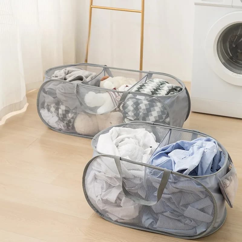 Cesto portabiancheria pieghevole a strati per la casa cesto portabiancheria diviso cesto portaoggetti per camera da letto a due o tre scomparti