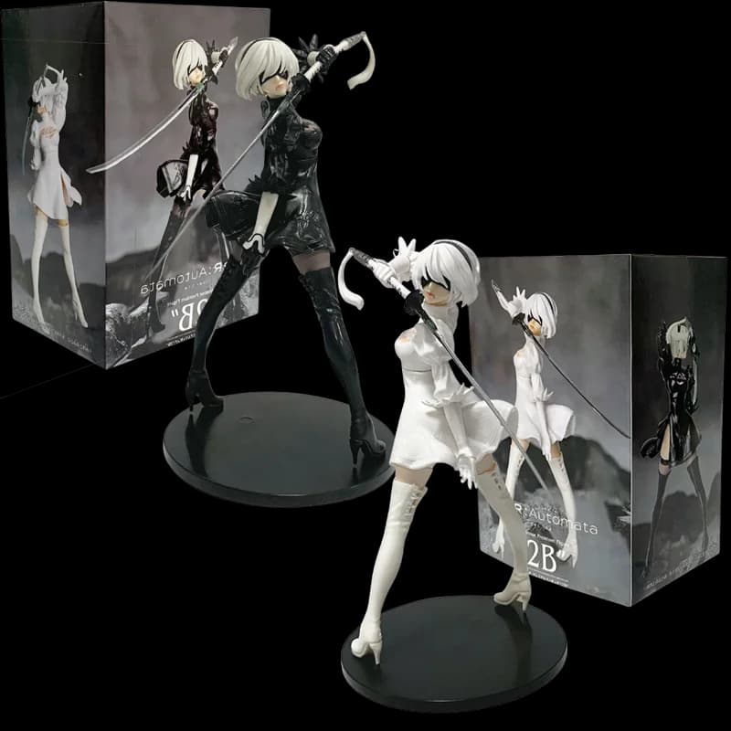 Action Figure NieR: Automata 2B 18cm Yorha No. 2 Abiti Bianchi Tipo B Ver. B Statuetta in PVC da Collezione Anime, Modellino Giocattolo, Regalo per
