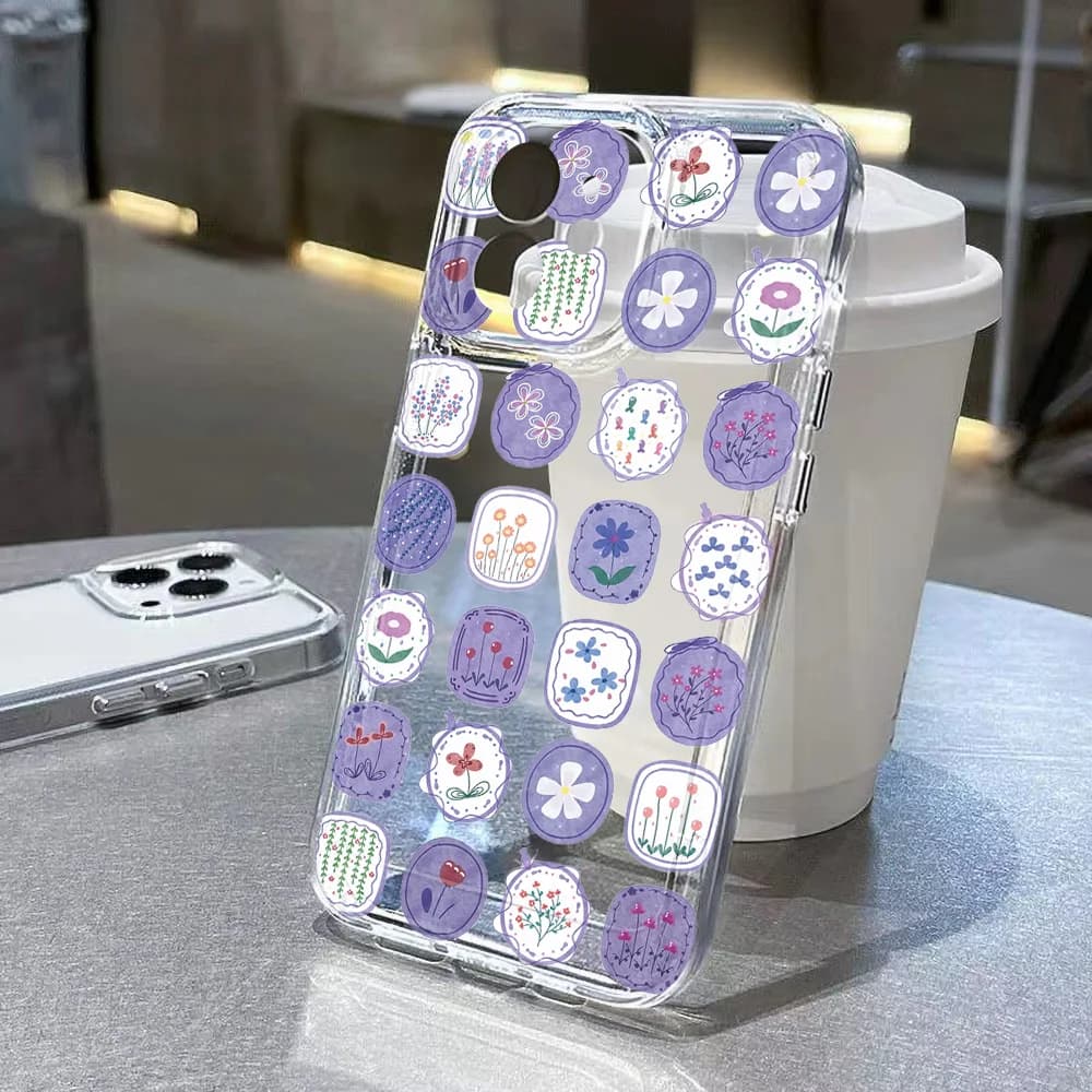Cover Trasparente con Fiori per Samsung A37 A57 A36 A56 S26 Ultra S23 S24 S25 Plus S23 S24 FE A54 A55 A17 A14 A15 A33 A34 A35