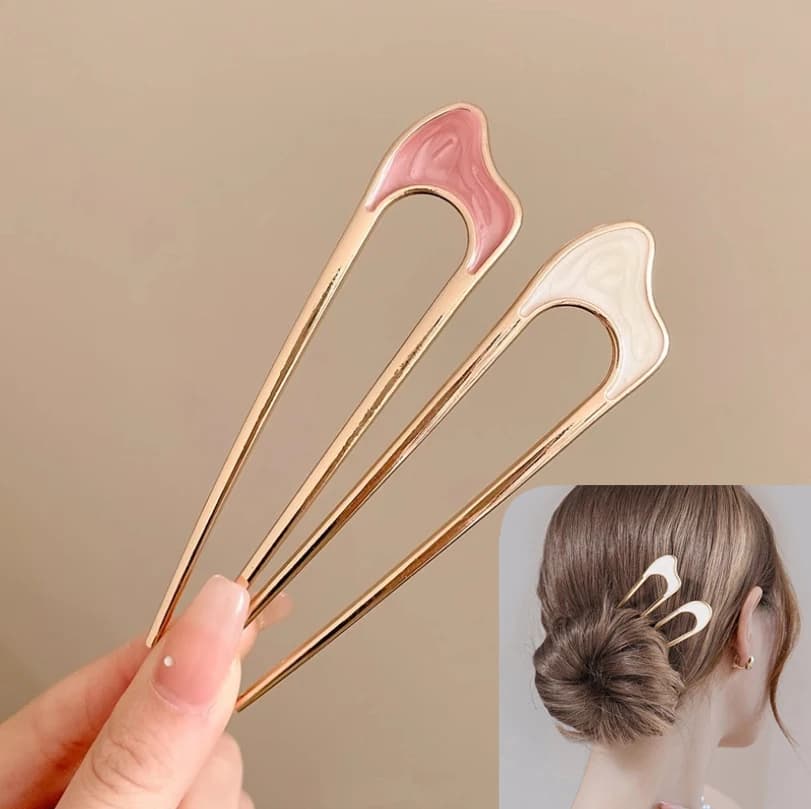 U Shaped U Shaped Hairpins Metal Clip U Shaped Hairpin for French Hairpin Fashionable Simple Hair Accessories for Women Gifts for Champagne